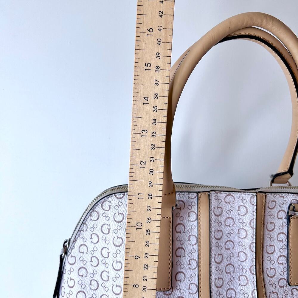 GUESS WHITE & TAN DOUBLE HANDLE HANDBAG SHOULDER PURSE - Picture 5 of 11